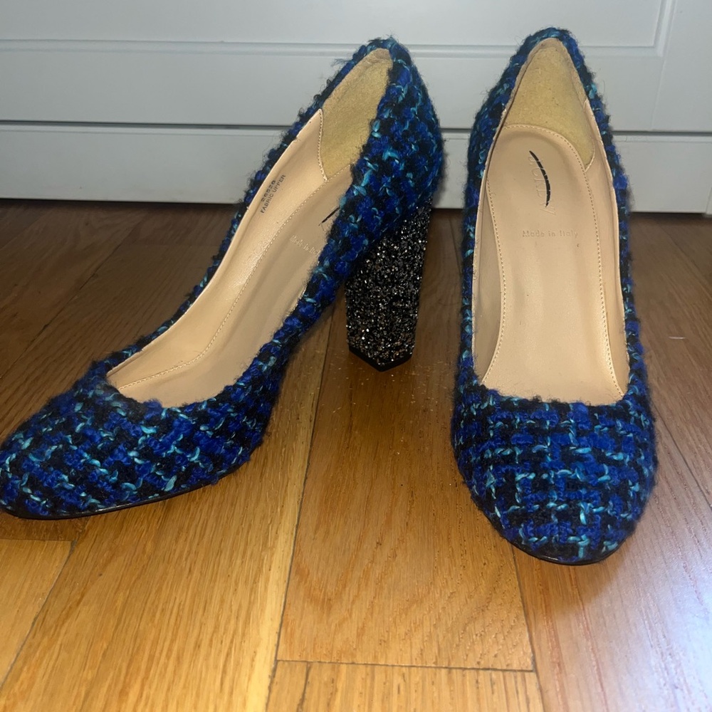 Jcrew Blue Tweed Women's Heels Size 8.5